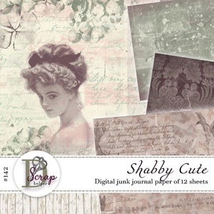 Carta da giornale spazzatura shabby chic stampabile da 12 fogli France Tender Pink Shabby Romantic Love Cottagecore Floral forniture per giornali spazzatura #142
