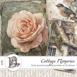 Vintage Shabby Chic Journal Papier 16 Blatt verjährte Rosen Blumen Cottagecore Collage Papier #781