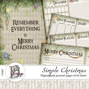 Eenvoudige kerstplanner afdrukbaar 10 vellen dagelijks december Vakantieplanner adventskalender december junk journal benodigdheden #292