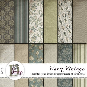 Vintage Junk Journal Papier Pack mit 12 Blatt Petrol Blau Grün Smaragd Mint Shabby Chic Boho Journal Zubehör #022