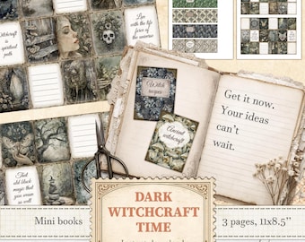 Hekserijminiboeken voor kleine poppenhuisbibliotheek en grimoire-miniaturen | Digitale download | 975