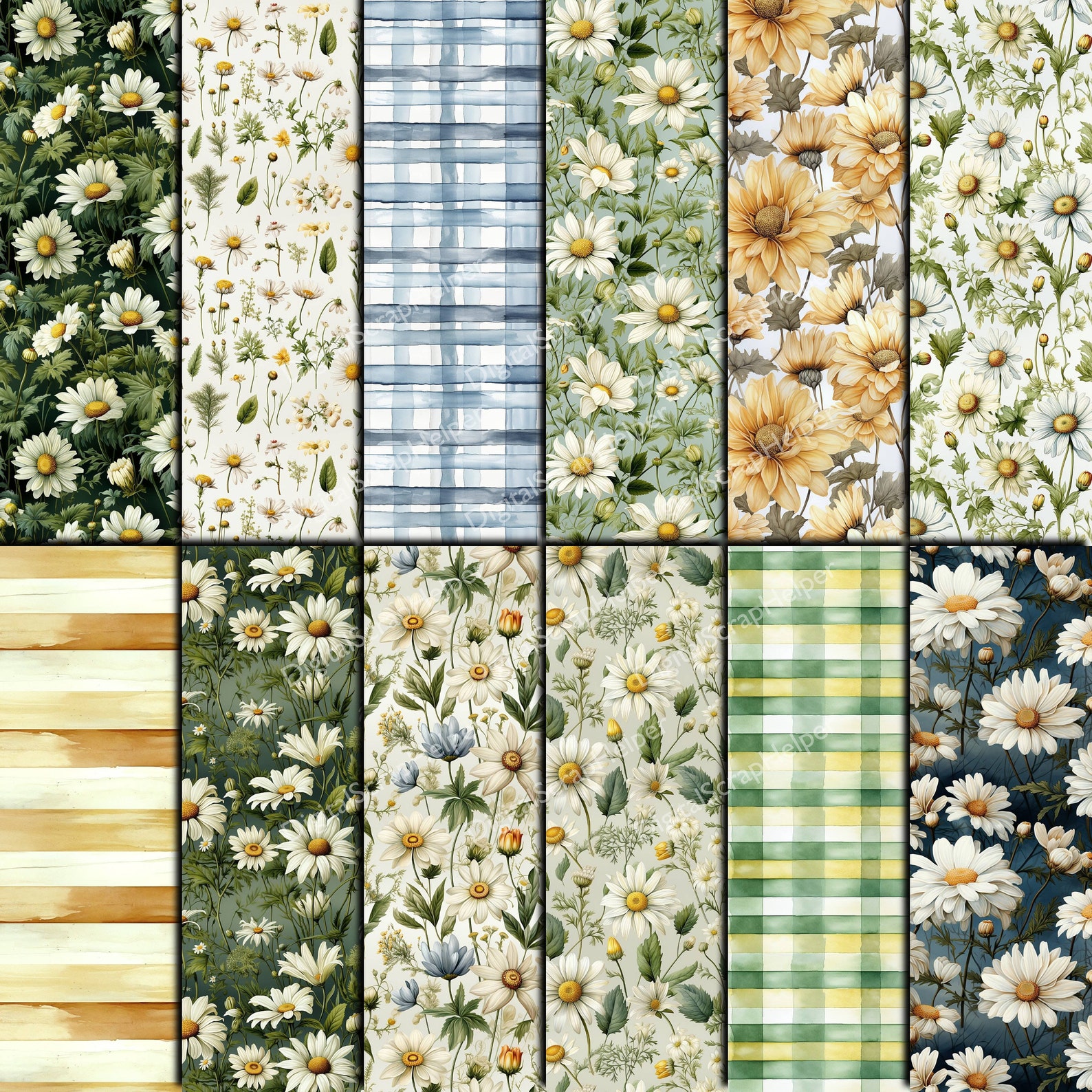 Lazy Daisy Seamless Pattern Paper for Daisycrafts Junk Journals and ...