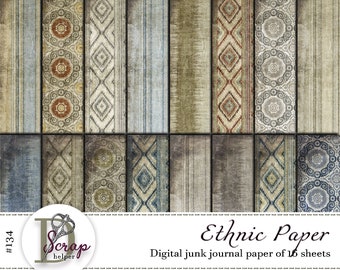 Ethnic backgrounds for bohemian journal inserts and tribal Indian scrapbooking | Digital download | 134