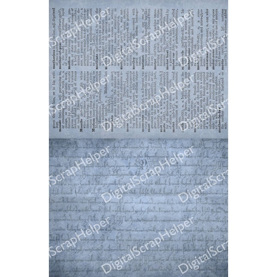 Vintage Blue Junk Journal Paper Pack Printable of 16 Sheets