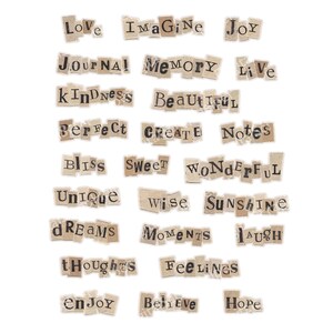 inspirational words, positive words, journal words, affirmation stickers, digital words, journaling words, printable words, happy phrases, quotes stickers, bullet journal words, motivational words, mix media collage, mix media supplies
