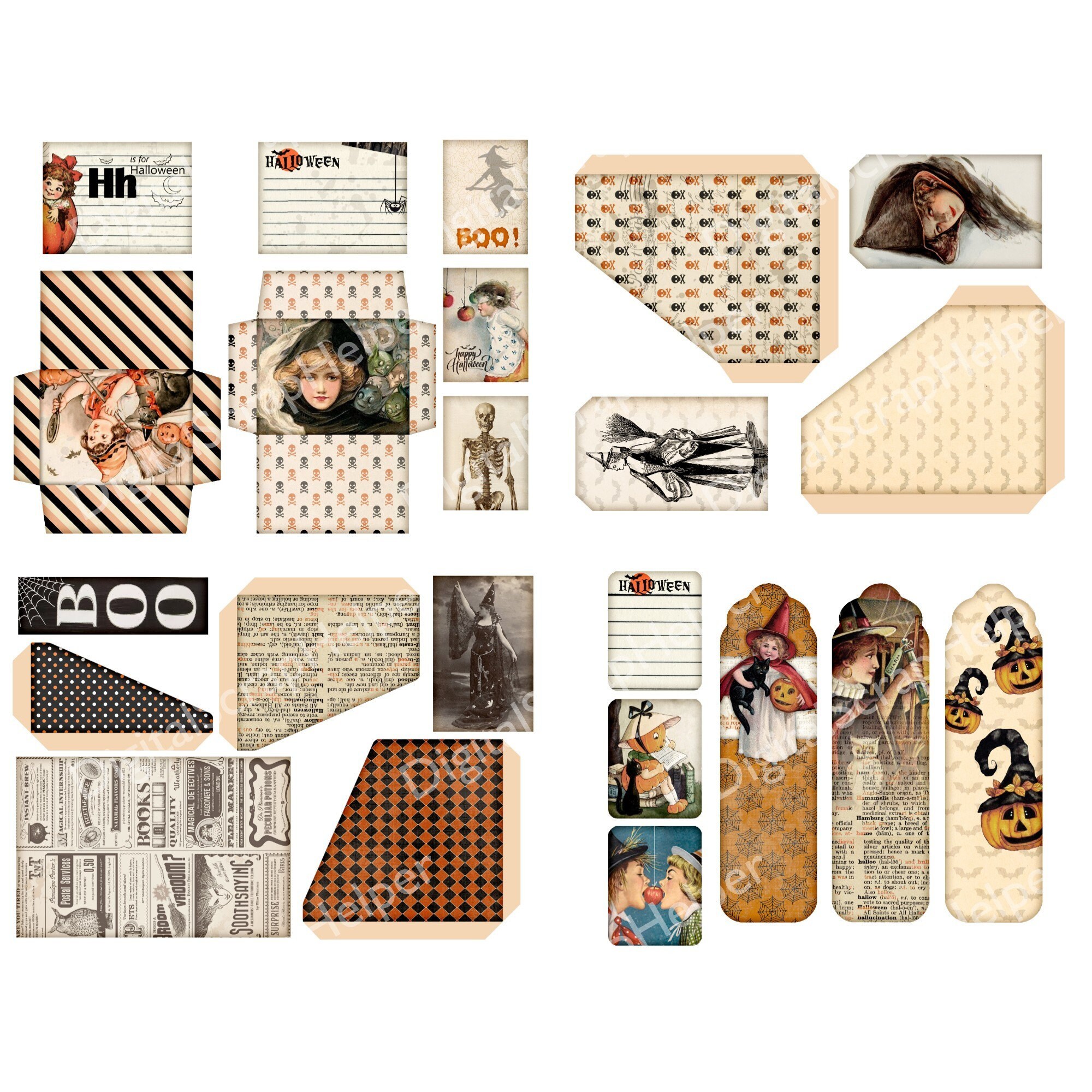 Halloween Junk Journal Kit Printable of 36 Sheets Boo Spooky - Etsy