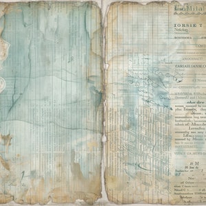 Blue Shabby Junk Journal Pages Printable of 48 Sheets Vintage Basic ...