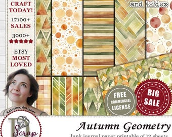 Autumn abstract background paper for fall scrappy collages and junk journaling | Digital download | 556