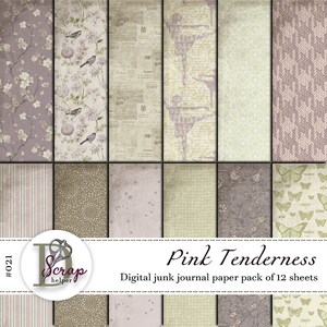 12 Blatt Shabby Chic Rosa Shabby Chic Junk Journal Papier #021