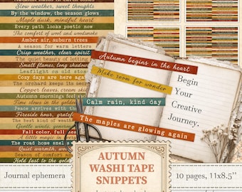Tiras con frases otoñales, cinta washi, decoración de sobres, amigo por correspondencia de otoño / Descarga digital / 1574
