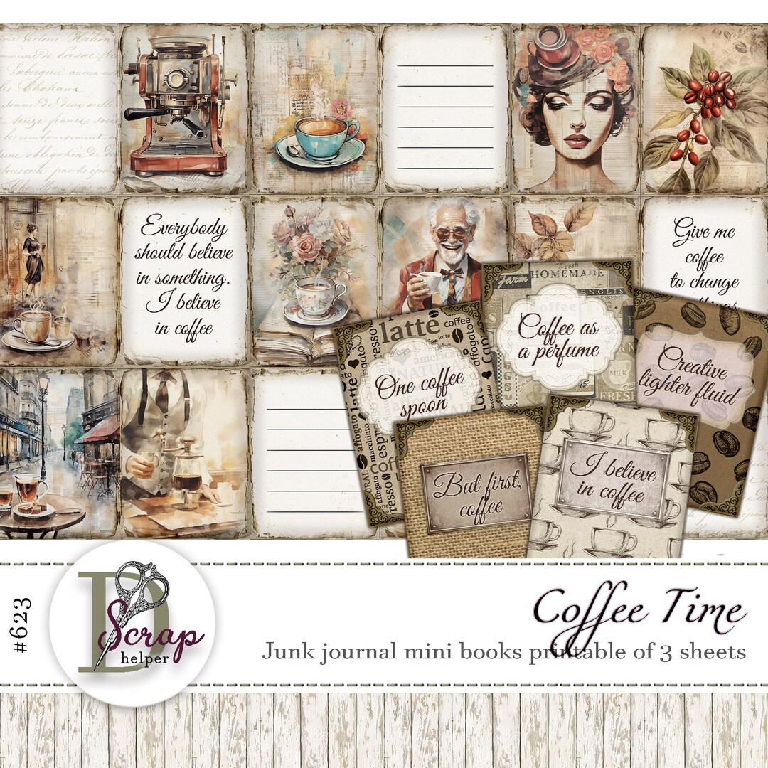 Coffee Miniature Printable of 3 Sheets Coffee Mini Books Coffee