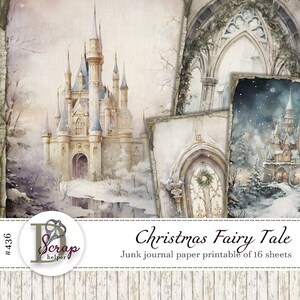 Vintage Christmas fairytale journal paper printable 16 sheets Christmas Wonderland Magic Mystery Witch Fantasy junk journal supplies #436
