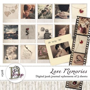 Valentine Ephemera Verblasste Fotos Alte Zeit Fotos von 3 Blatt Vintage Love Cottage Shabby Chic Cottagecore Junk Journal Zubehör #308