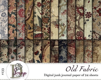 1800-tals tygtexturerat skräpjournalpapper för vintage scrapbooking och journaling | Digital nedladdning | 133