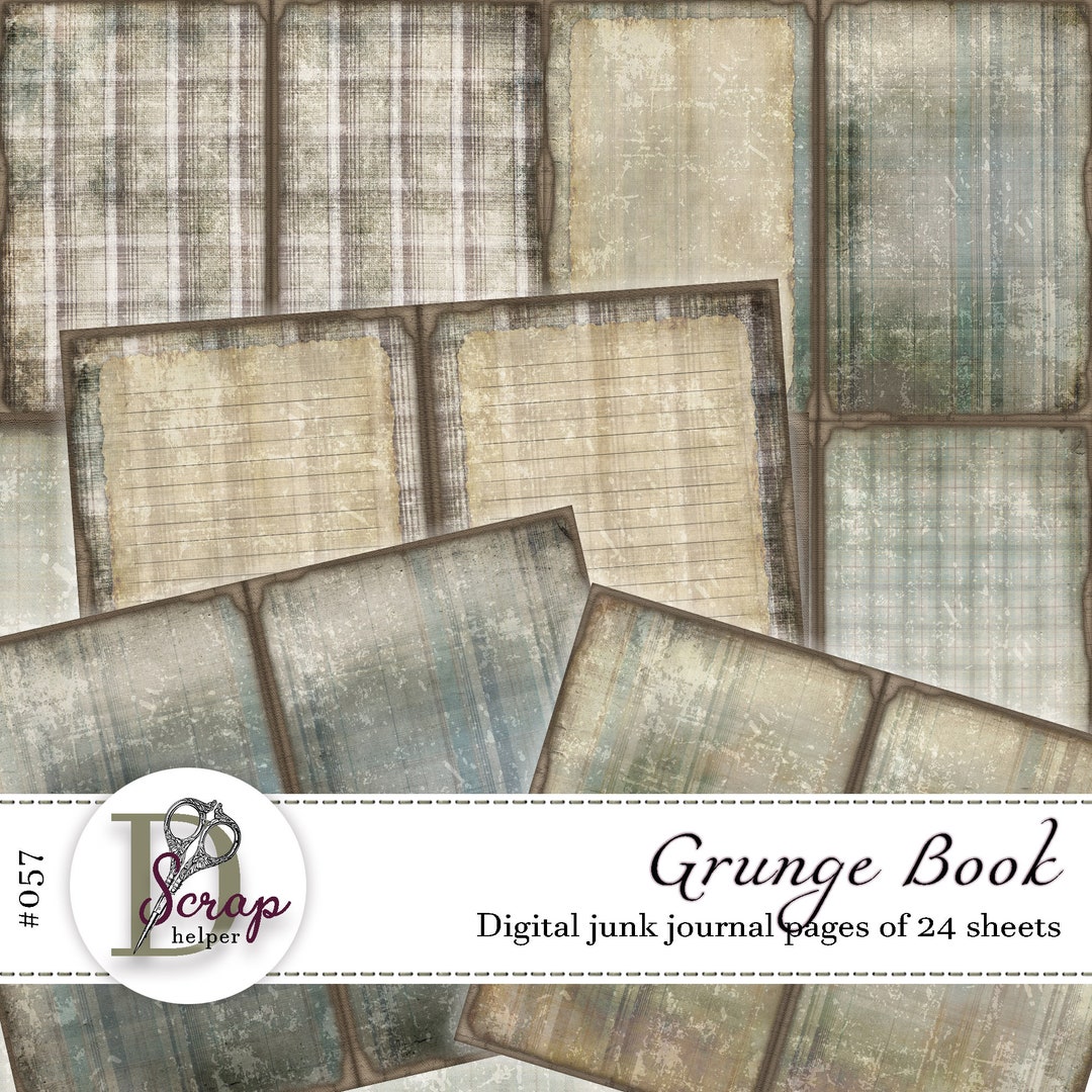 Grunge Junk Journal Pages Printable of 24 Sheets Retro Steampunk Rustic ...