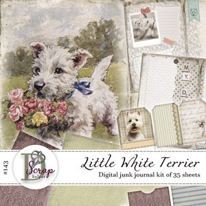 West Highland White Terrier Junk Journal Kit druckbar von 35 Seiten Hunde-Liebhaber-Geschenk-Welpe Haustier-Erinnerung Paw Journal #143