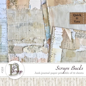 Vintage shabby collagepapier bedrukbaar van 12 vellen Masterboard Scrappy Basisbenodigdheden Mannelijk Perkamentpapier Gratis commercieel gebruik #552
