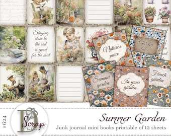 Summer garden mini books for tiny dollhouse library and miniature accessories | Digital download