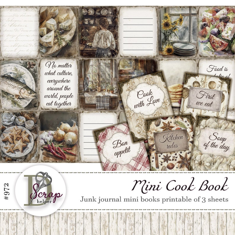 Rustic Italian Kitchen Mini Books for Miniature Dollhouse Cookbooks ...