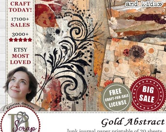 Vintage gold honey abstract digital papers backgrounds US Letter size images #1255