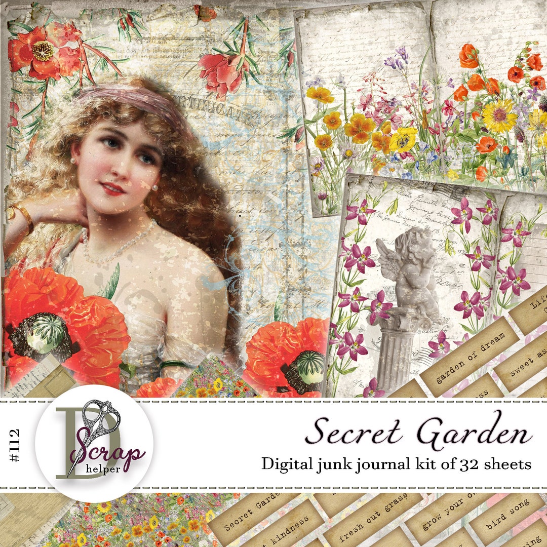 Secret Garden Junk Journal Kit Printable of 32 Sheets Vintage Spring ...