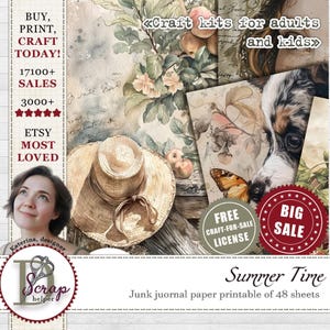 Junk Journal Sommerzeit Landleben druckbar 48 Blatt vom Bauernhof Cottagecore Cozy home Shabby Chic Cottage Journal Zubehör #911