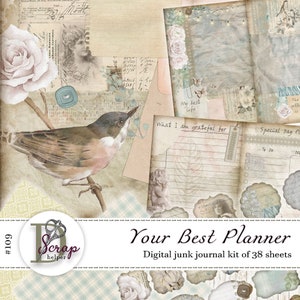 38 Blatt Vintage Botanischer Kalender Gebetskalender Damen Bullet Journal #109