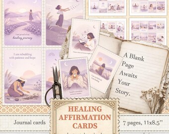 Purple positive affirmation cards for personal growth vision board deck bundle | Digital download | 1199