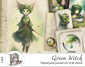 Kit de diario basura de la Bruja Verde: Grimorio de magia del bosque (36 hojas imprimibles) n.° 368