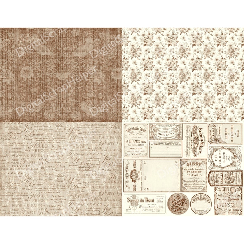 Vintage Brown Junk Journal Paper Pack Printable of 24 Sheets - Etsy