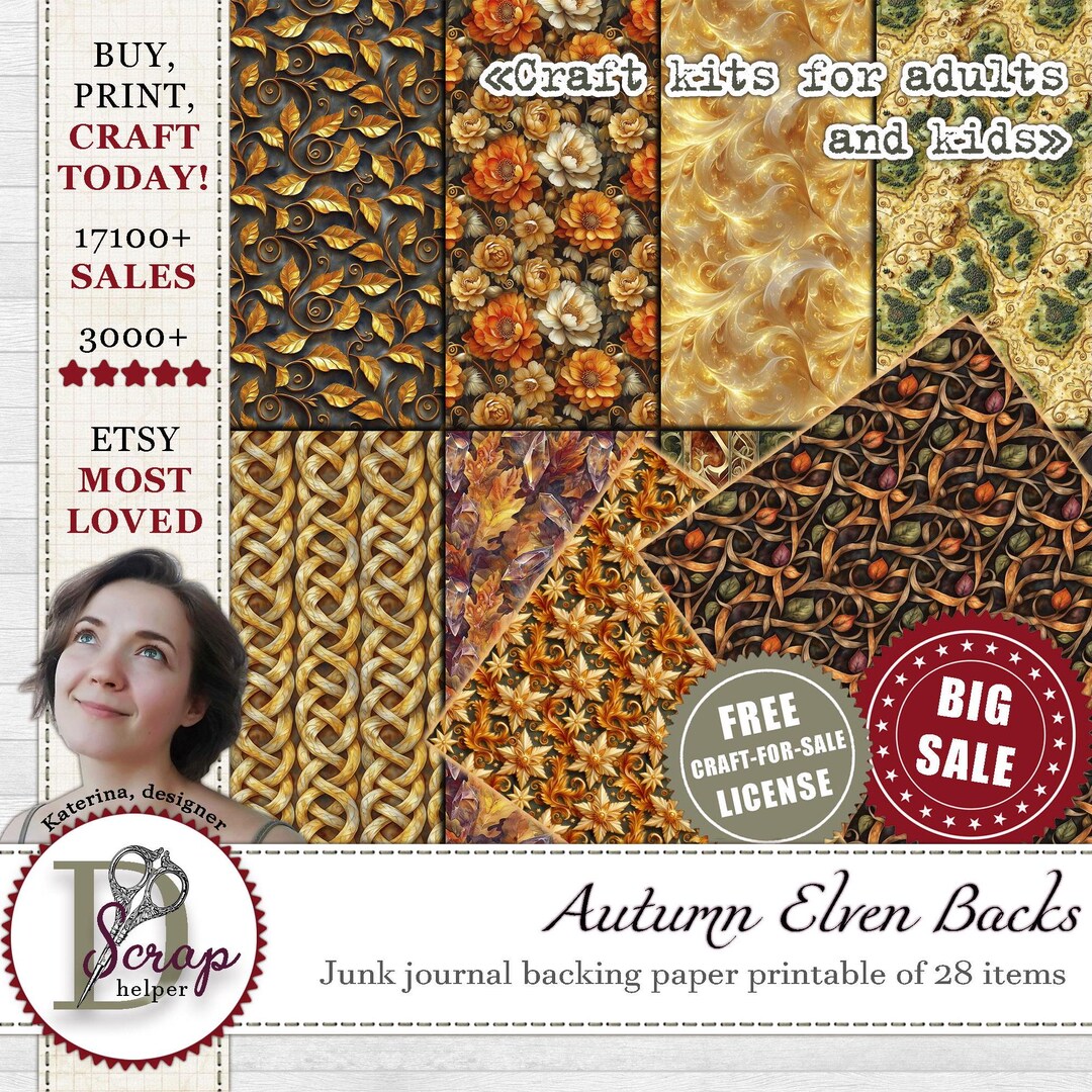 Autumn Elven Background Papers for Fantasy Fairytale Junk Jorunals and ...