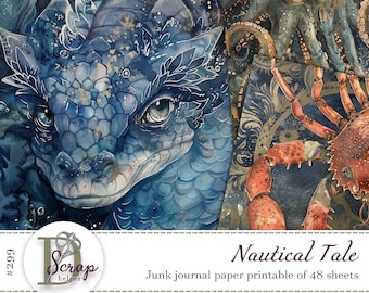 Under the sea life journal paper for coastal scrapbooking and nautical crafts | Digital download | 299