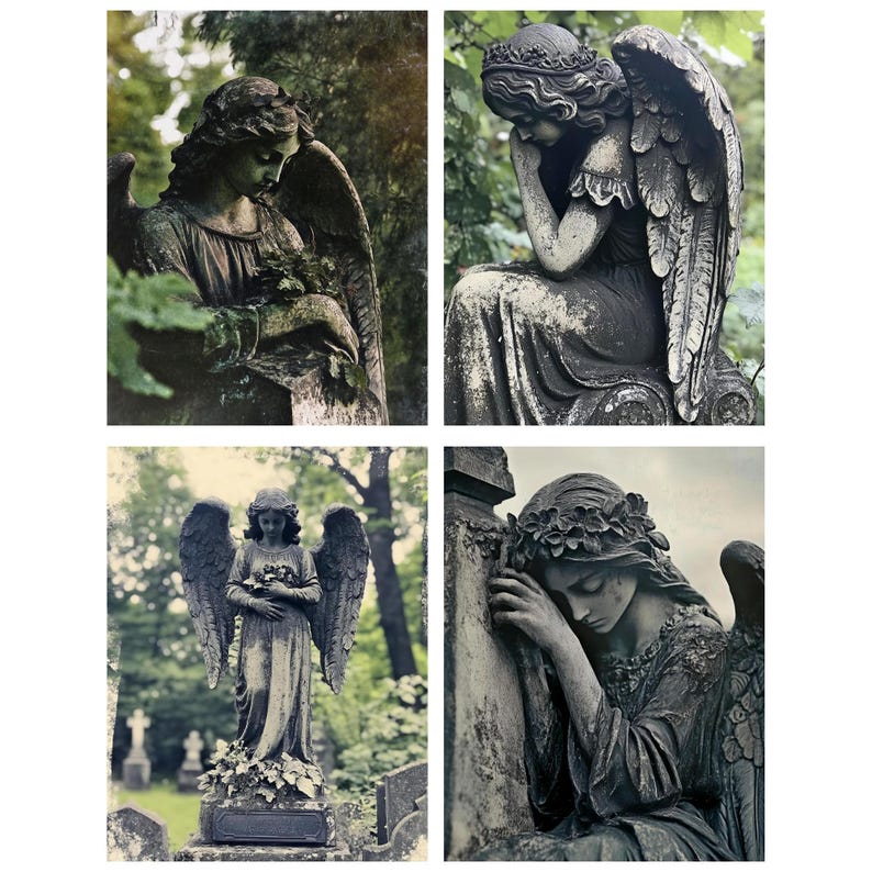 gothic digital paper, halloween scrapbook, angel statues print, gothic angel, sad angel clipart, angel photo, vintage angel decor, dark angels, gothic photos, gothic wall art, gothic scrapbook, gothic photography, halloween photos, creepy photos