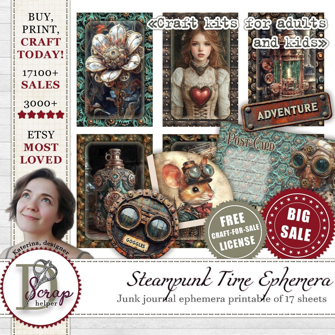 Victorian Steampunk Ephemera Pack for Slow Crafting and Junk ...