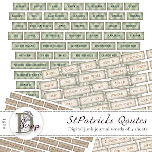 St Patrick Junk Journal inspirerende woorden van 5 vellen Happy St Patrick Day Irish 17 maart Lucky Clover Celtic Junk Journal Supplies #081