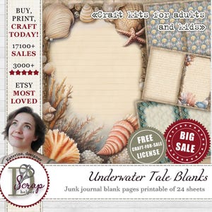 Underwater tales Junk-Journal leere Seiten mit 24 Blatt Lost Atlantis Verzauberter Ozean Fantasy Meerjungfrau Schloss Unter den Meeresgeschichten #1103