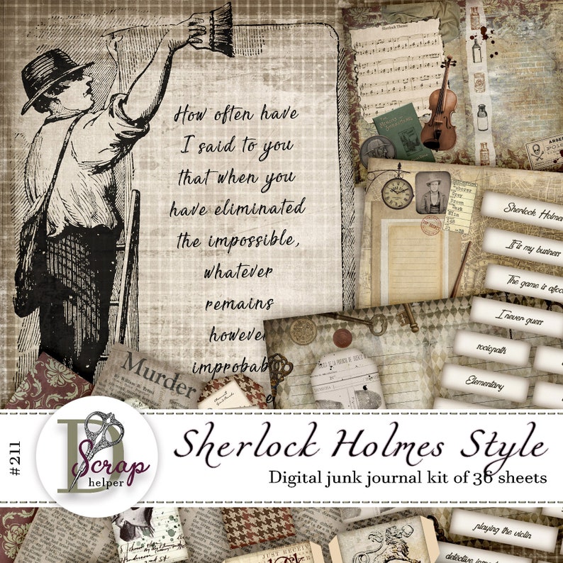 Sherlock Holmes Junk Journal Kit Printable of 36 Sheets - Etsy