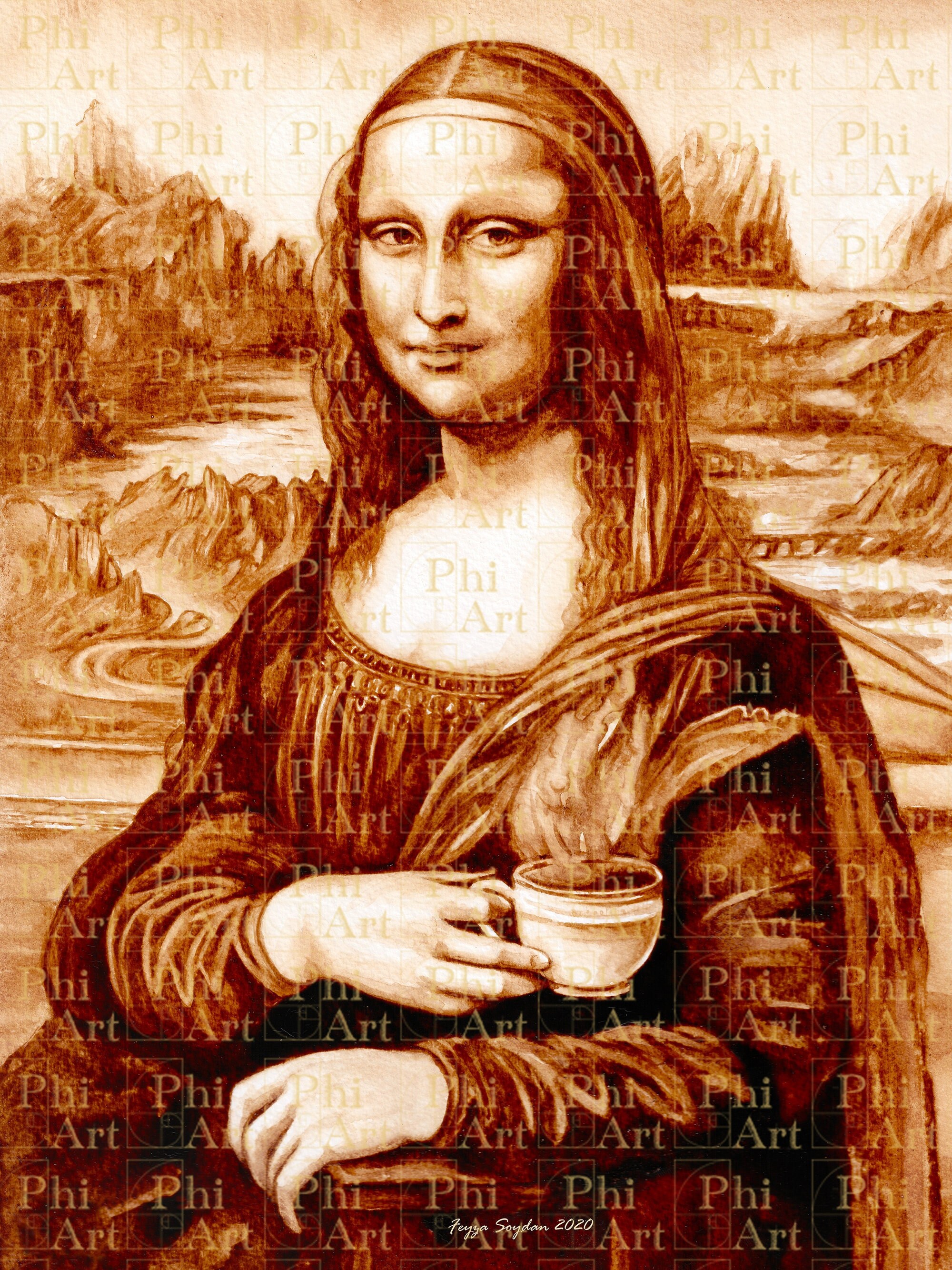 Mona Lisa Coffee Painting Download Print, Cafe Download Art Print Mona Lisa Coffee Painting Download Print, Cafe Download Art Print