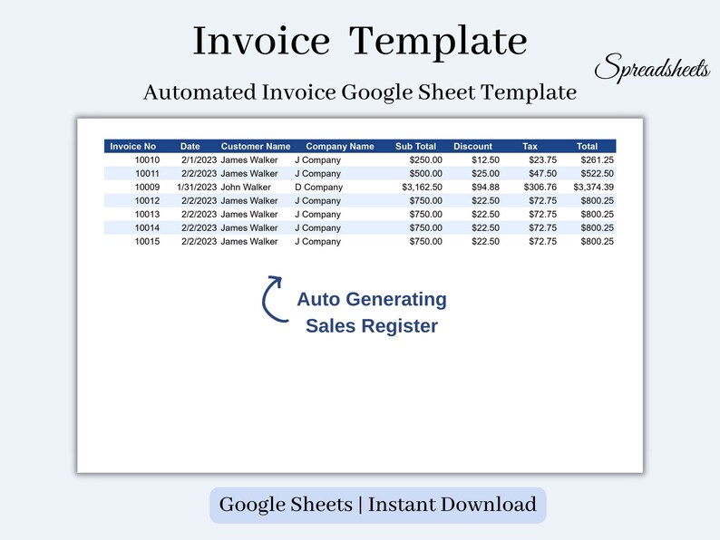 Business Invoice Template Google Sheets Invoice Template - Etsy