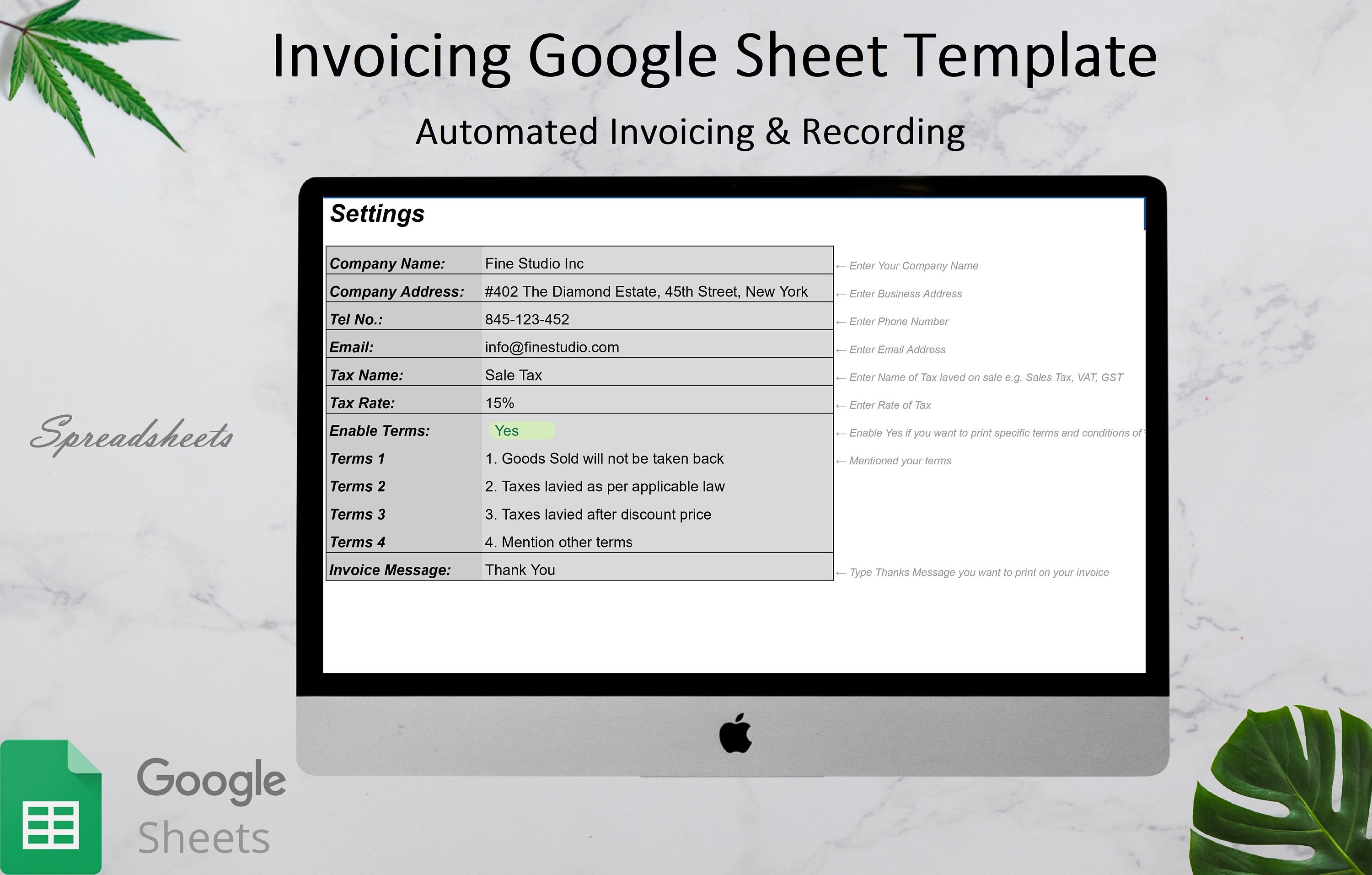Automated Invoice Template for Small Business | Editable and Printable ...