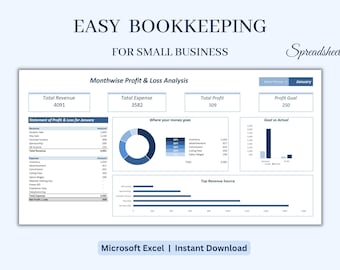 Bookkeeping Spreadsheet for Small Business | Accounting Template | Budget Tracking Sheet | Business Sales Income and Expense Tracker