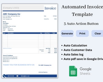 Business Invoice Template Google Sheets, Invoice Template Editable, Small Business Invoice Template Printable, Automated Invoicing Recording