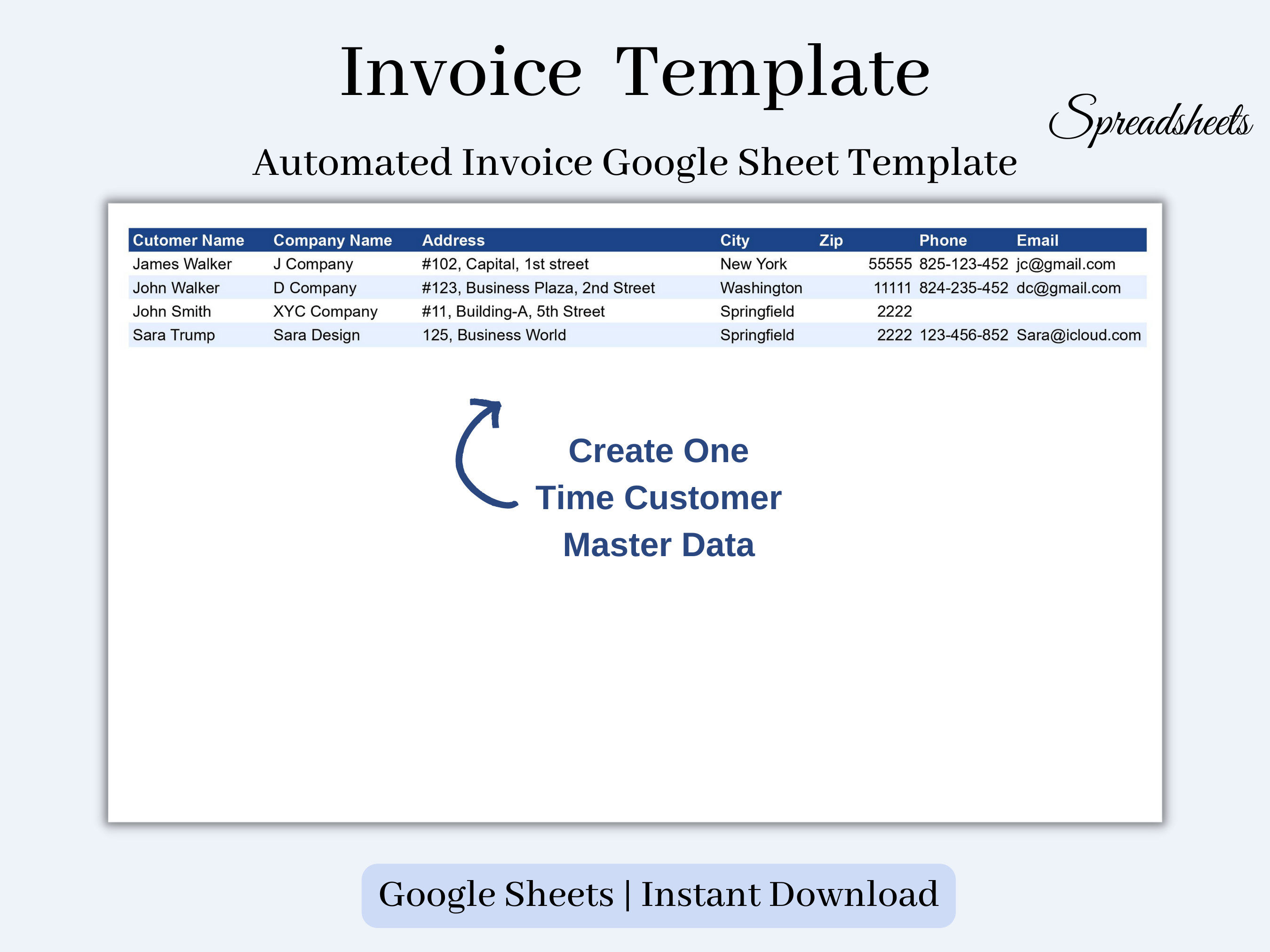 Business Invoice Template Google Sheets Invoice Template - Etsy