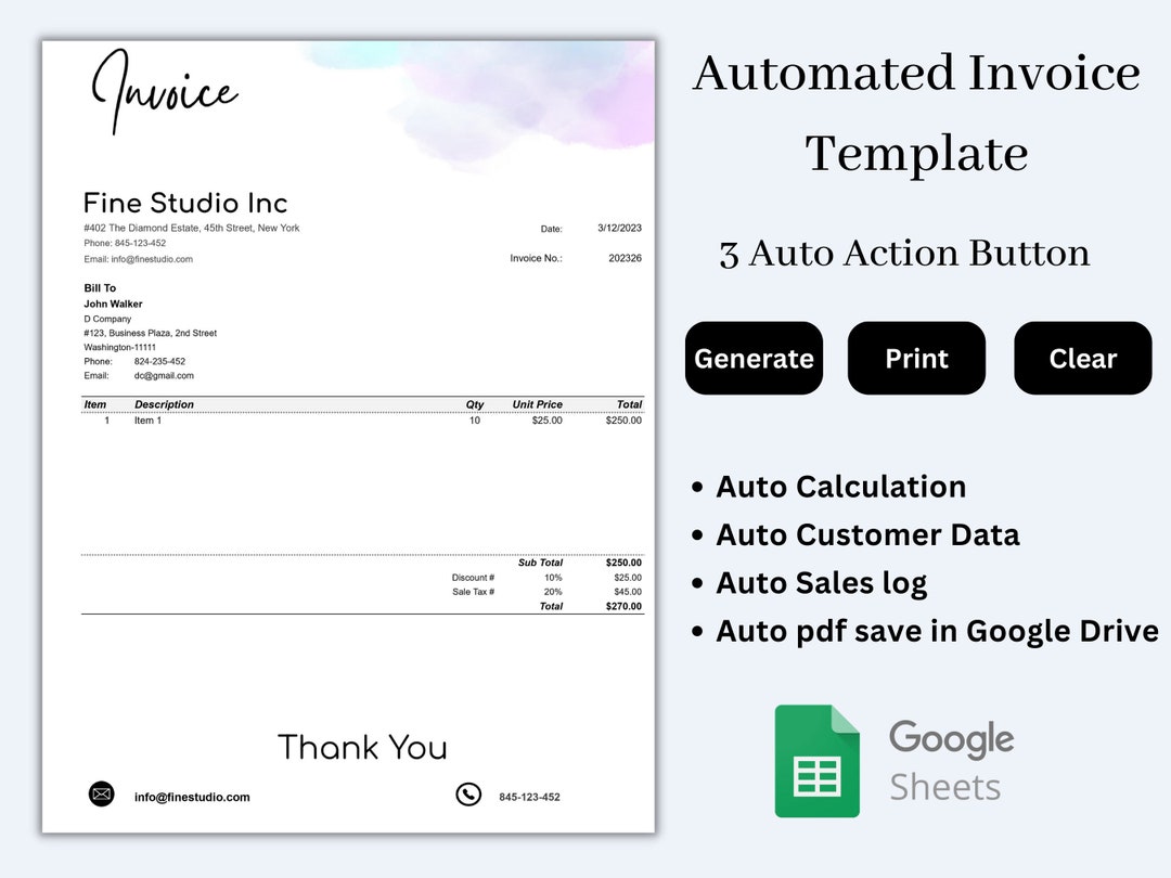 Invoice Template for Small Business | Editable Printable Pdf Google ...