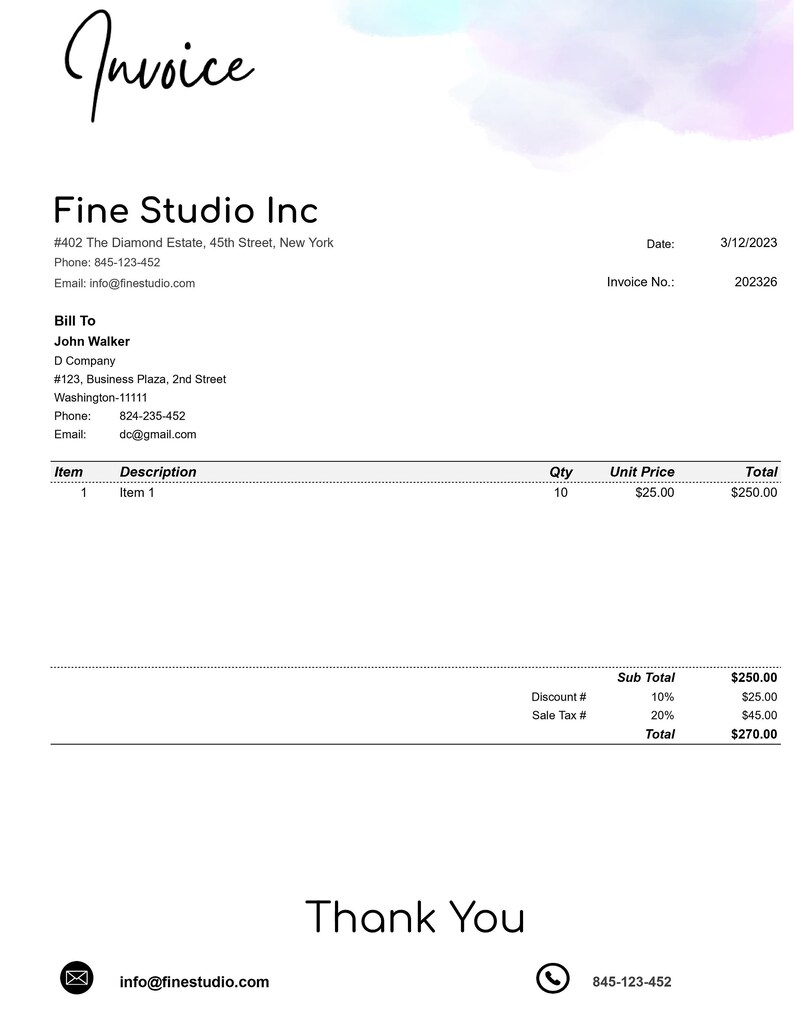 Invoice Template for Small Business Editable Printable Pdf Google Sheet ...