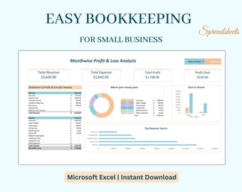 Effortless Bookkeeping Solution for Small Businesses | Excel Income Tracker | Expense Organizer