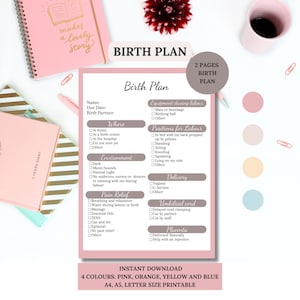 Birth Plan Template, Birthing Plan, Labour and delivery preferences template, Birth Preferences, New Mom, Printable pdf, Instant download