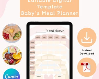 Baby Meal Planner Template: Weekly Food Tracker (Digital Download)