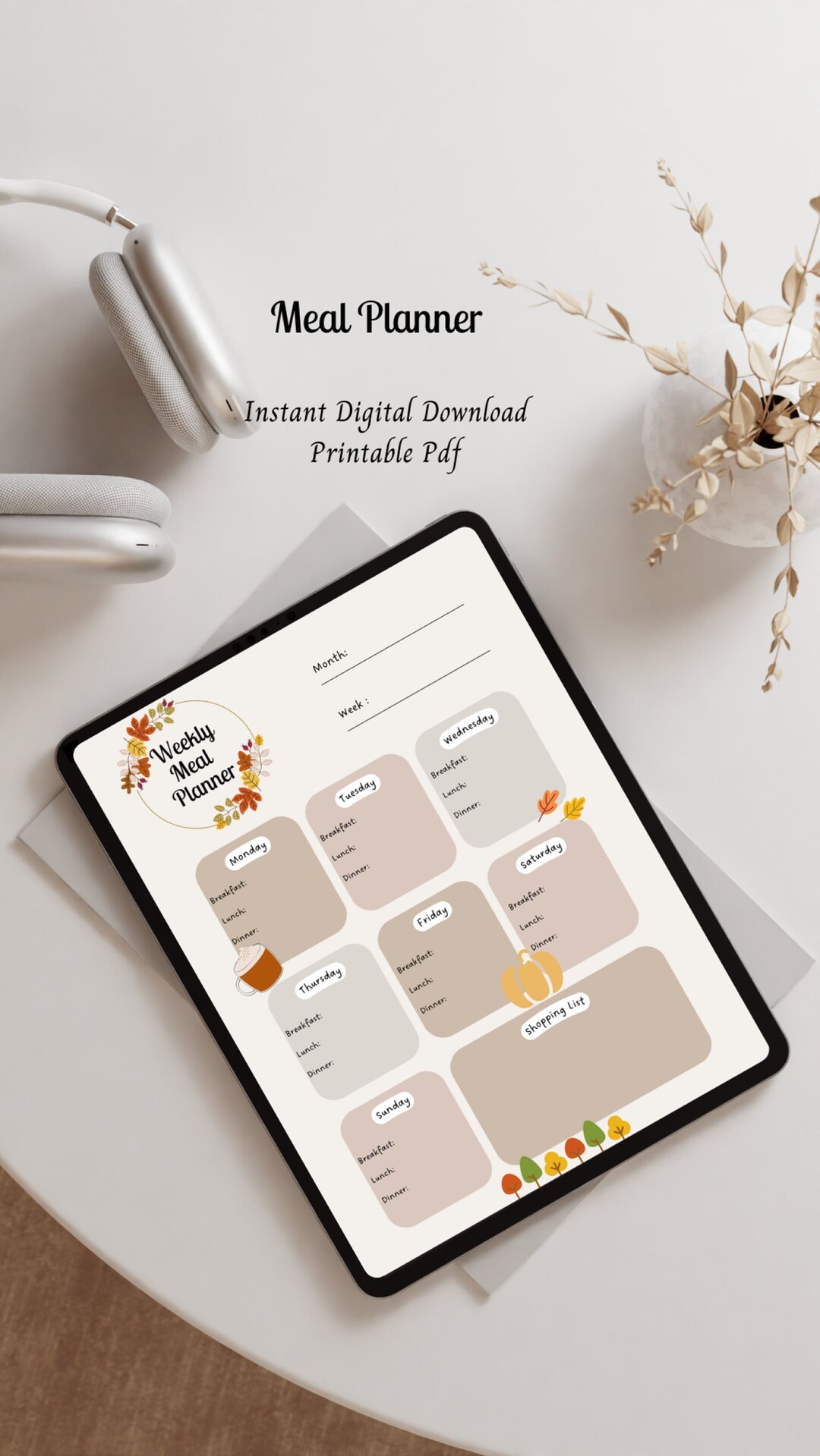 Autumn Weekly Meal Planner: Printable PDF, A4 A5 (digital Download) - Etsy
