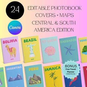 Mittel- & Südamerika Fotobuch Cover: Canva Template (Digitaler Download)